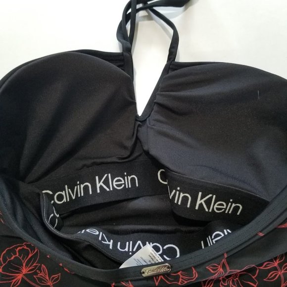 Calvin Klein V Wire Bandeau Halter Tankini Top Size Large - Picture 8 of 10